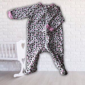 Gerber Grey Leopard & Floral Footed Sleeper Pajamas | 0–3M